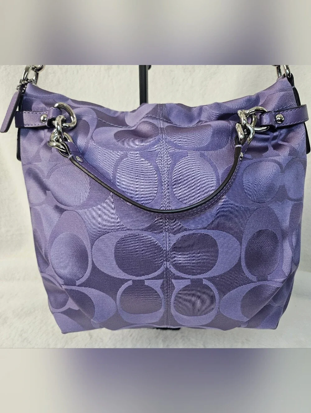 Coach Purple Signature Jacquard Shoulder Hobo 2011
